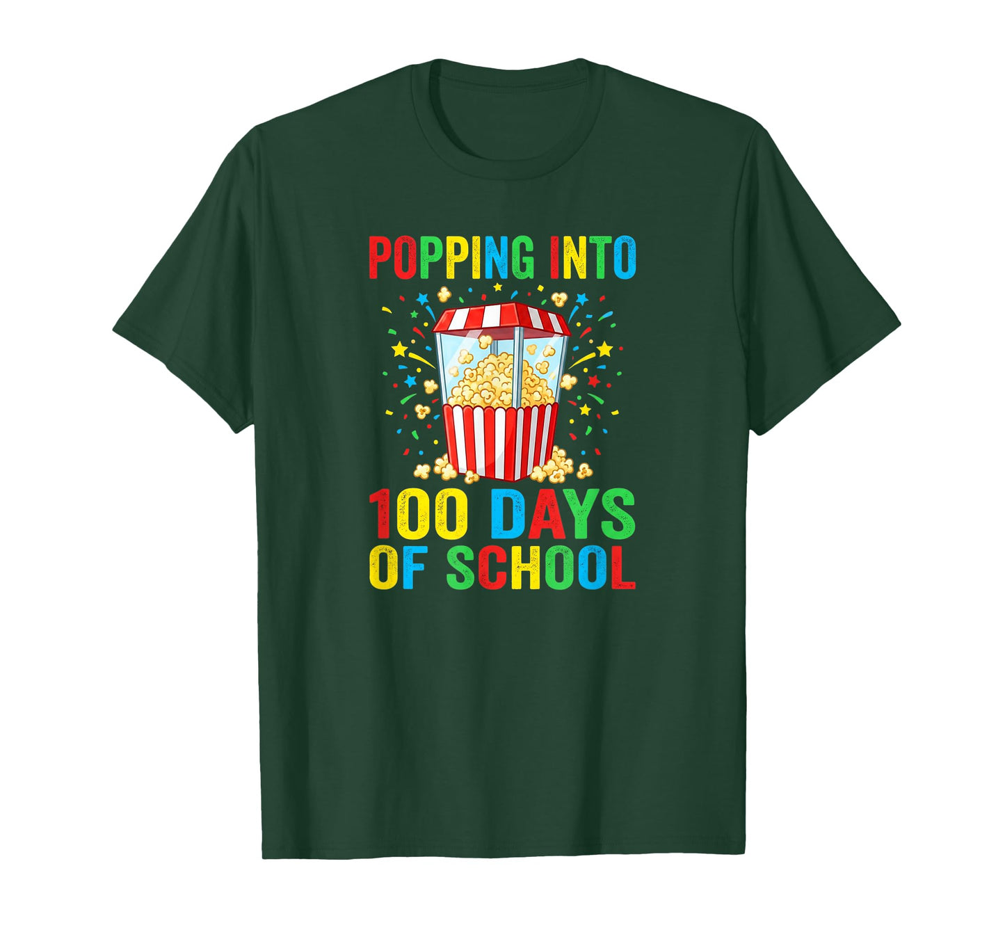 Popping Into 100 Days of School - Funny Popcorn Theme T-Shirt