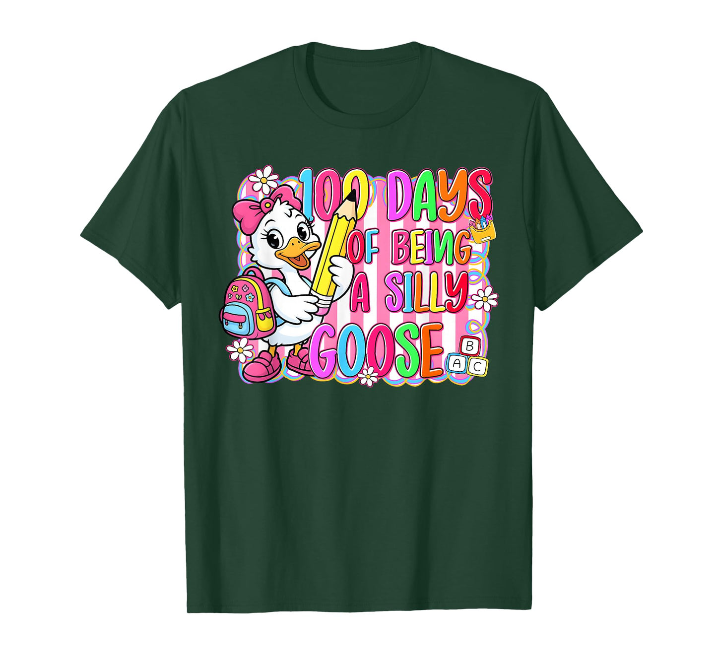Preppy 100 Days of School Silly Goose 100th Day Teacher Girl T-Shirt