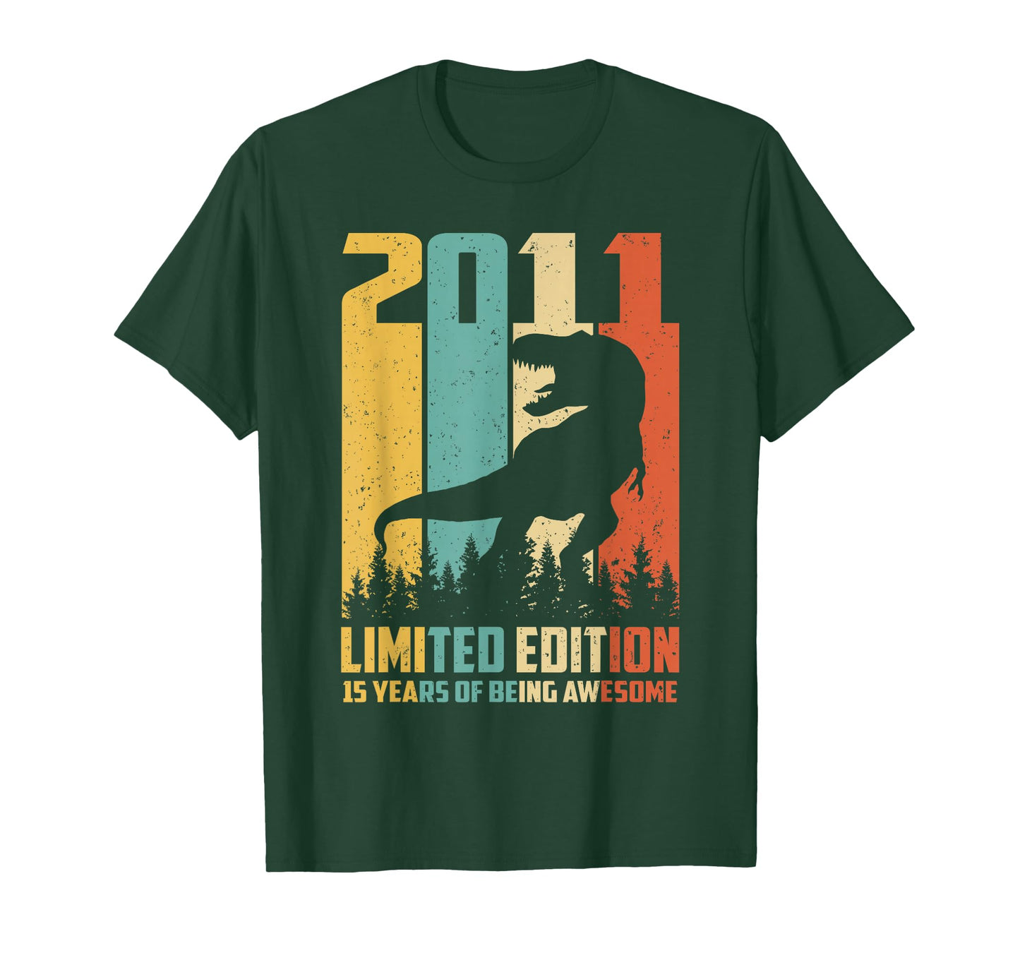 Awesome Since 2011 15 Years Old 15th Birthday T-Rex Dinosaur T-Shirt