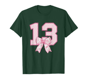 13th Birthday Shirt Girls Coquette Bow 13 Year Old Teenager T-Shirt