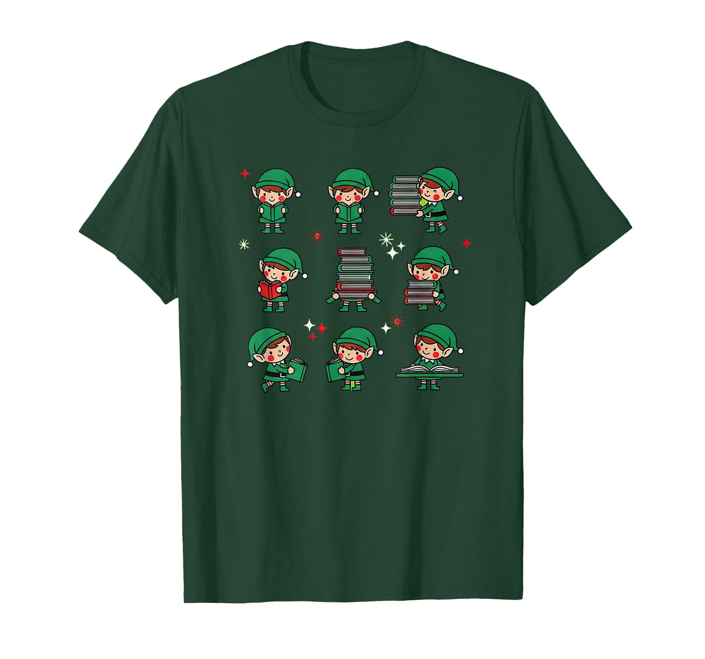 Librarian Book Lover Christmas Elf Reading Joy T-Shirt