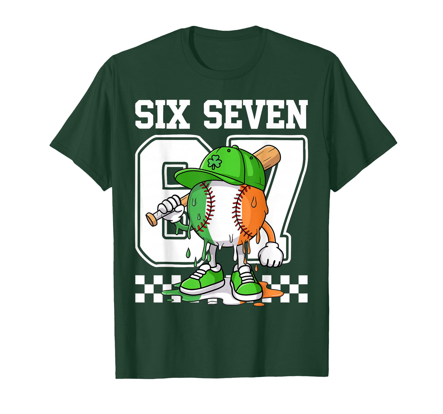 Boys St Patricks Day 67 Six Seven Baseball Ice Cream Drip T-Shirt