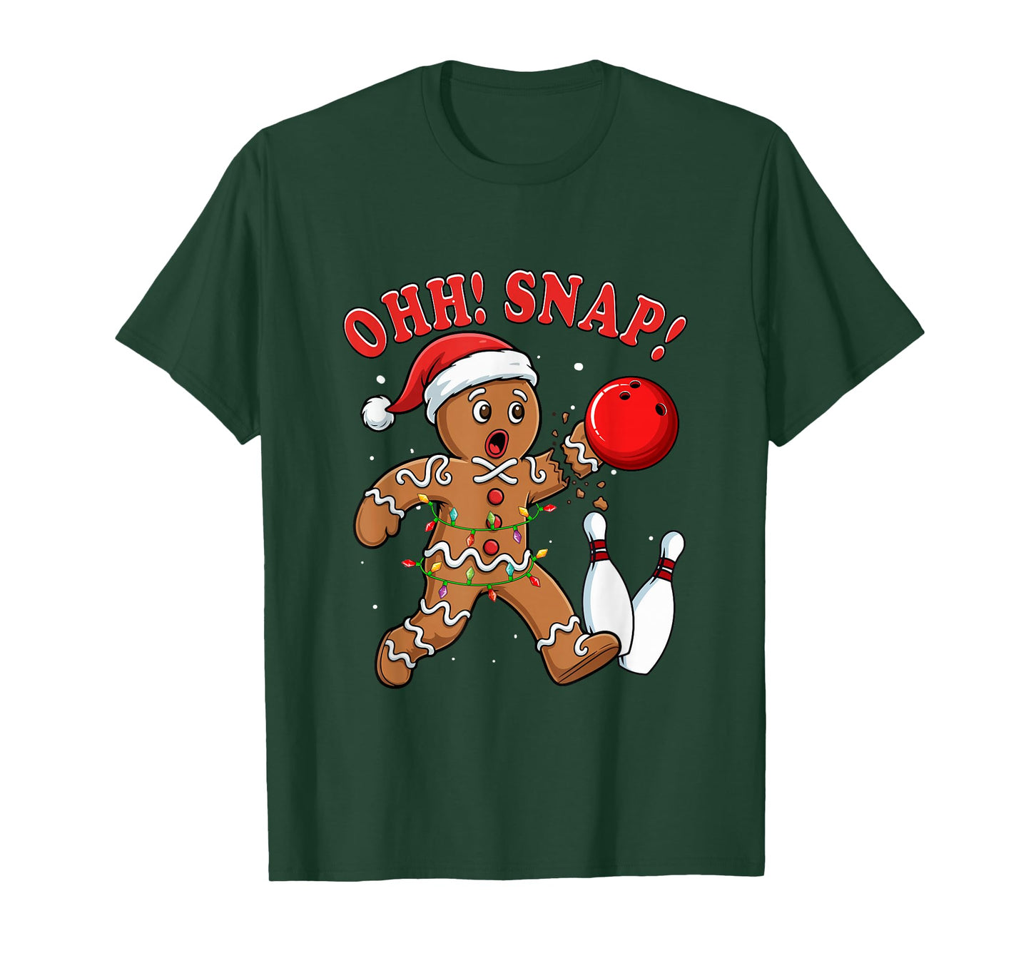 Snap Christmas Santa Gingerbread Playing Bowling Player T-Shirt