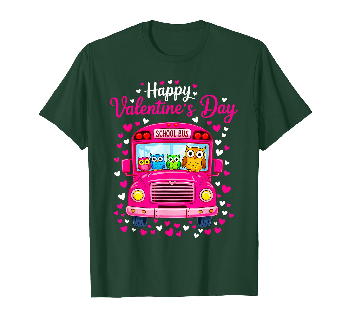Funny Owls School Bus Driver Happy Valentines Day T-Shirt