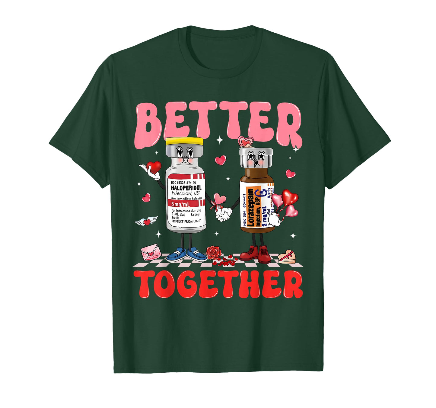 Valentine Better Together Nurse Pink Bow RN PCT CNA Nurse T-Shirt