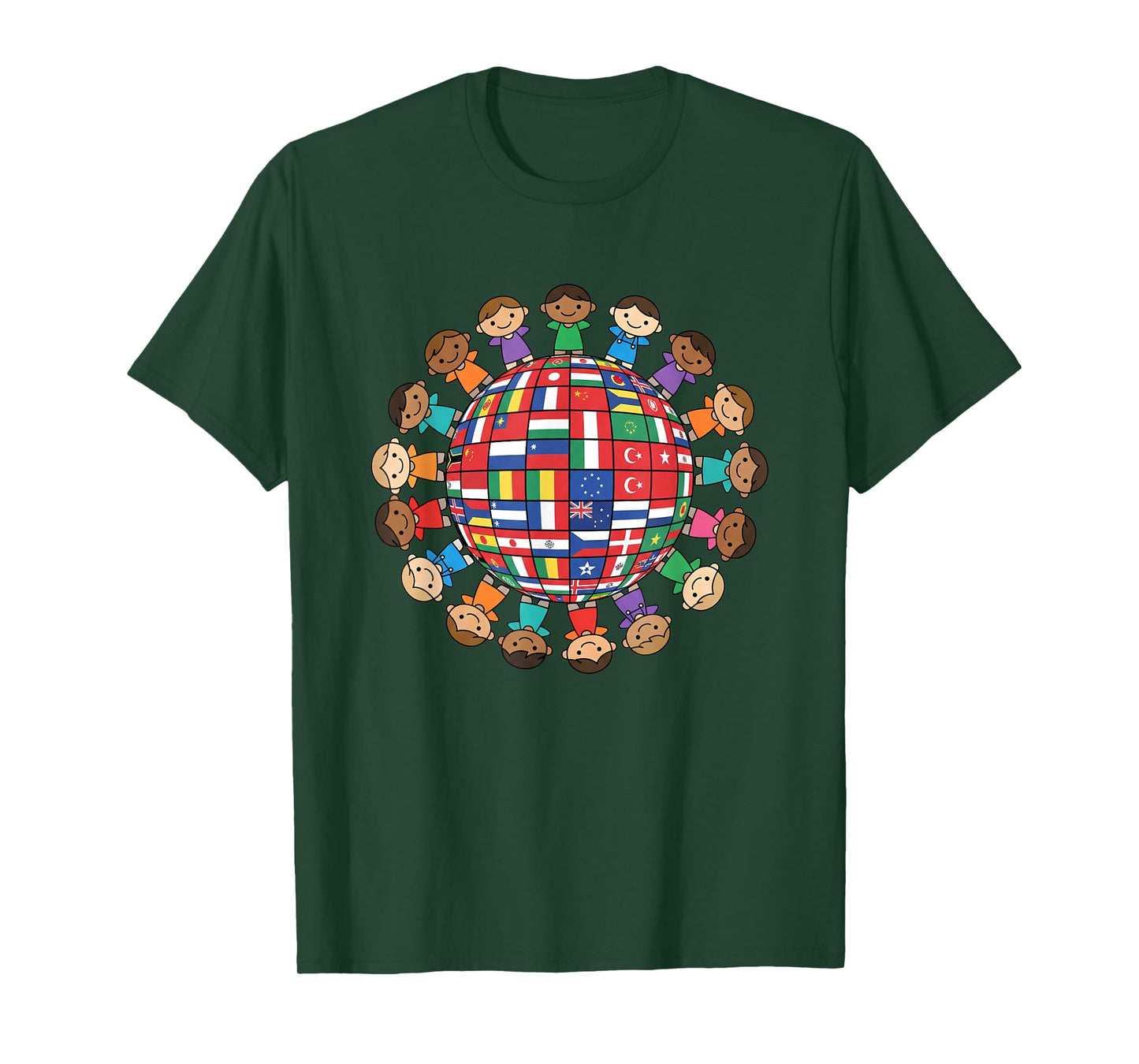 World Flags Globe Kids International Unity Around The World T-Shirt