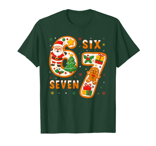 Funny Six Seven 67 Meme 6 7 Santa Christmas Pajamas Kids T-Shirt