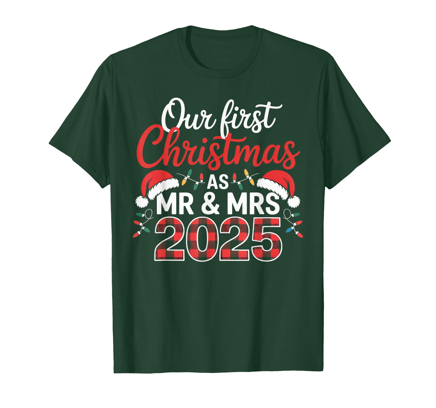 Our First Christmas as Mr and Mrs 2025 Matching Couple T-Shirt