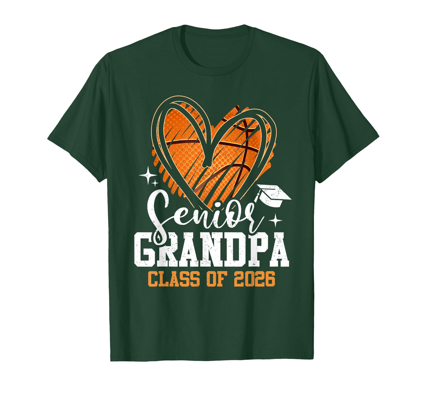 Senior Grandpa Class of 2026 Basketball Graduation Heart T-Shirt