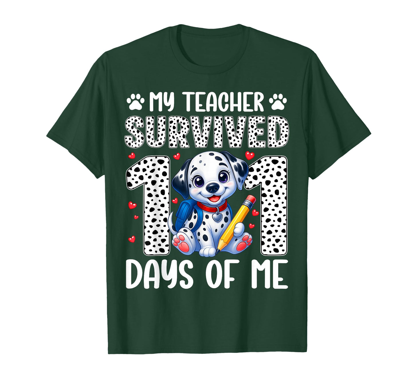 My Teacher Survived 101 Day of Me 100th Day Dog Boy Kid Girl T-Shirt