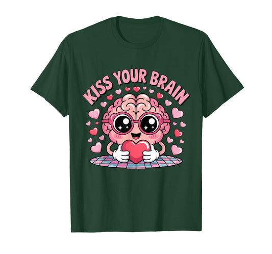 Kiss Your Brain Cute Valentine Teacher Squad Design T-Shirt