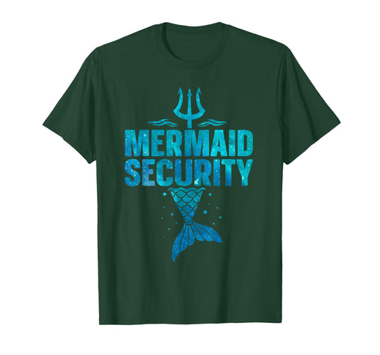 Mermaid Security for Boys Dad Mermaid Family Mermaid Squad T-Shirt