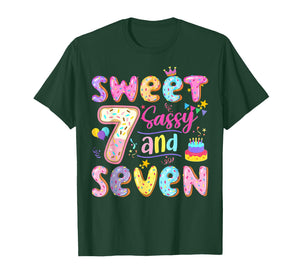 7Th Birthday Girl Donut Sweet Sassy and Seven Birthday T-Shirt