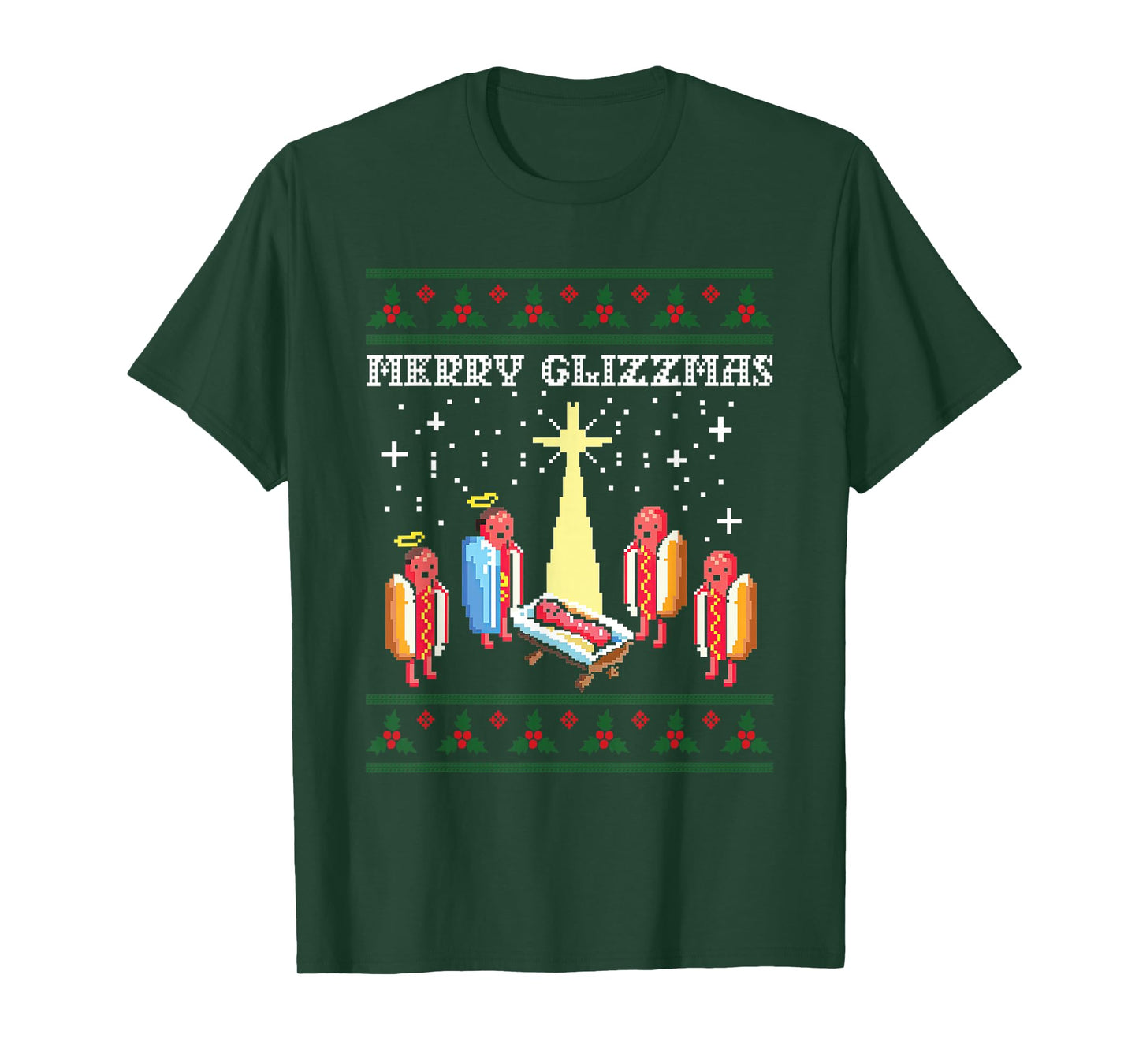 Funny Merry Glizzmas Hot Dogs Family Group Ugly Christmas T-Shirt