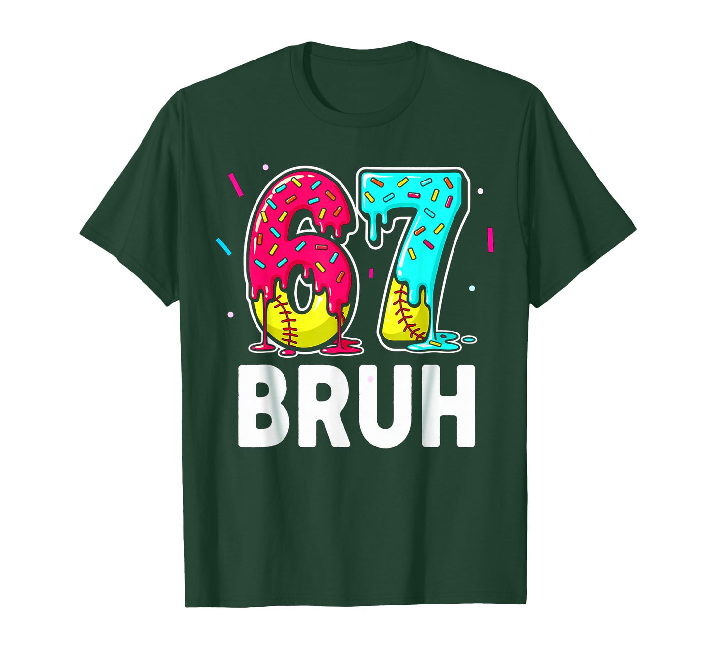 Ice Cream Dripping Softball Drip Fun 6 7 Six Seven Meme Bruh T-Shirt