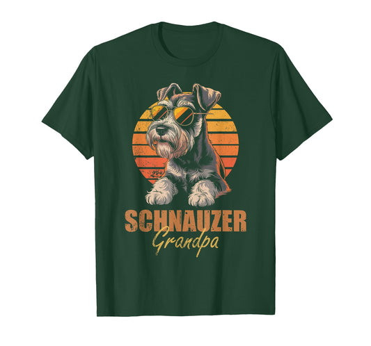 Retro Miniature Schnauzer Grandpa Funny Vintage Dog Lover T-Shirt