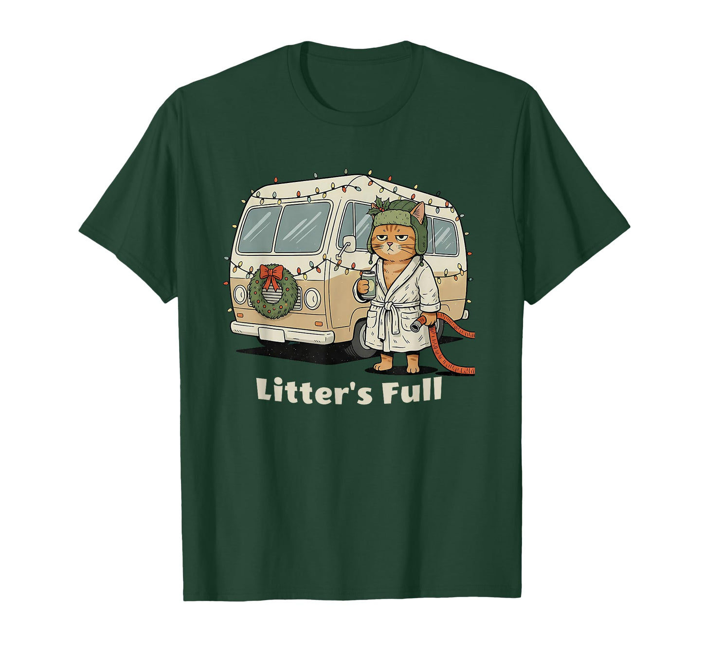 Litter's Full Christmas Cat, Funny Christmas Kitty Vacation T-Shirt