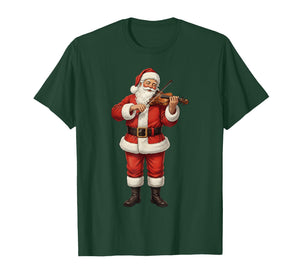 Christmas Santa Playing Violin Player Violinist Xmas Holiday T-Shirt