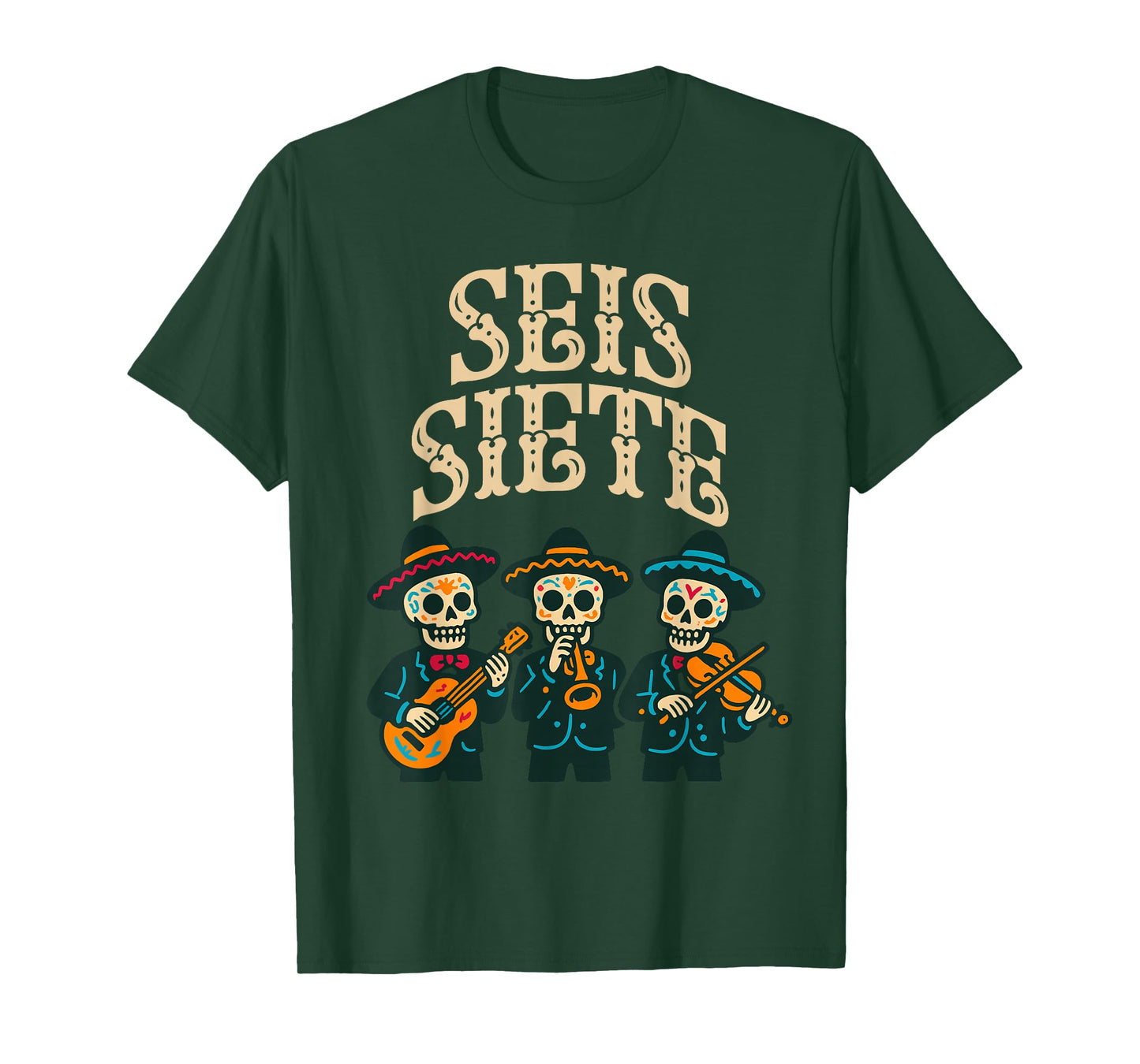 SEIS Siete Mexican 67 Funny Skull Graphic T-Shirt