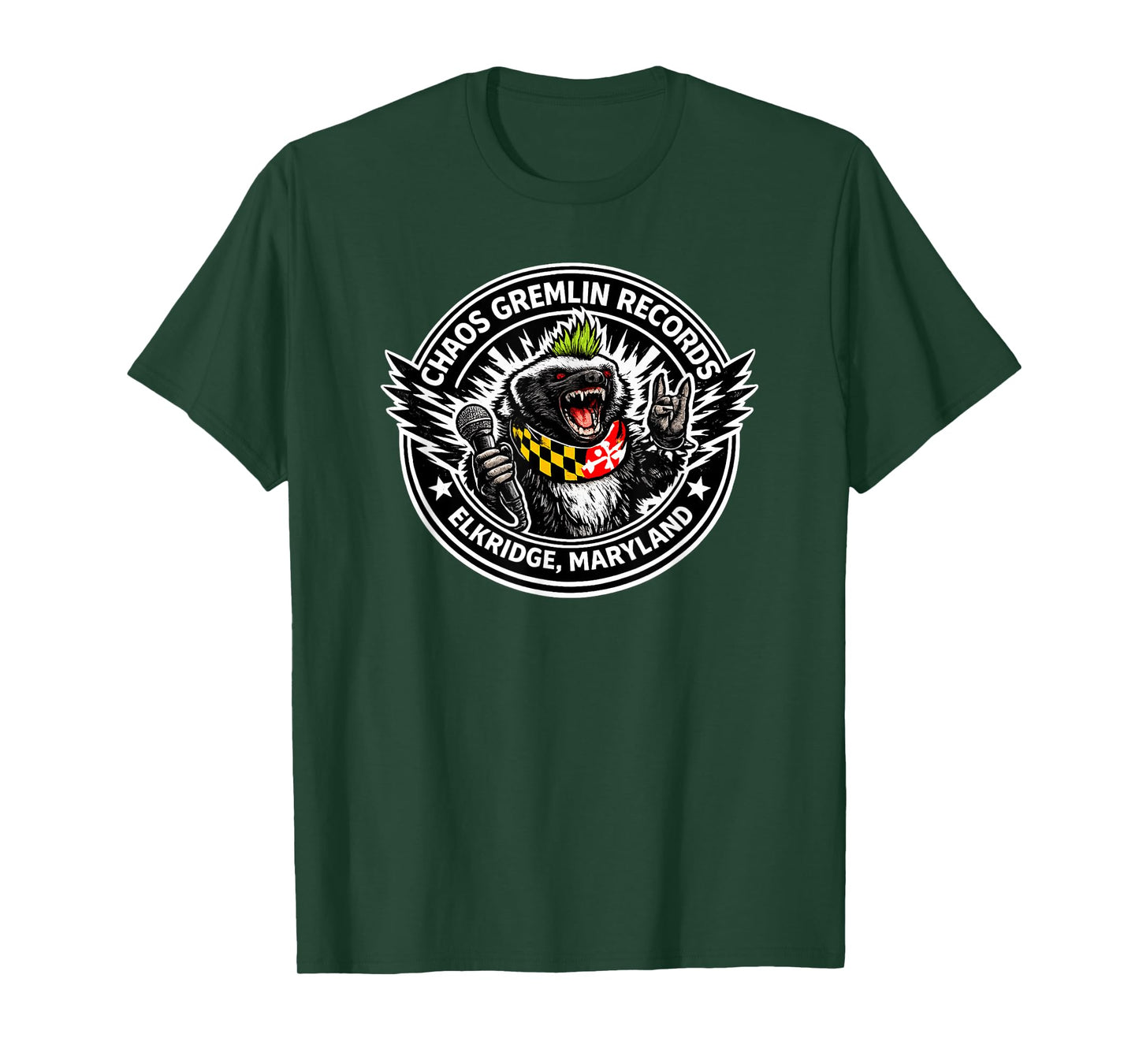 American Badger Attitude Chaos Gremlin Punk Records Novelty T-Shirt