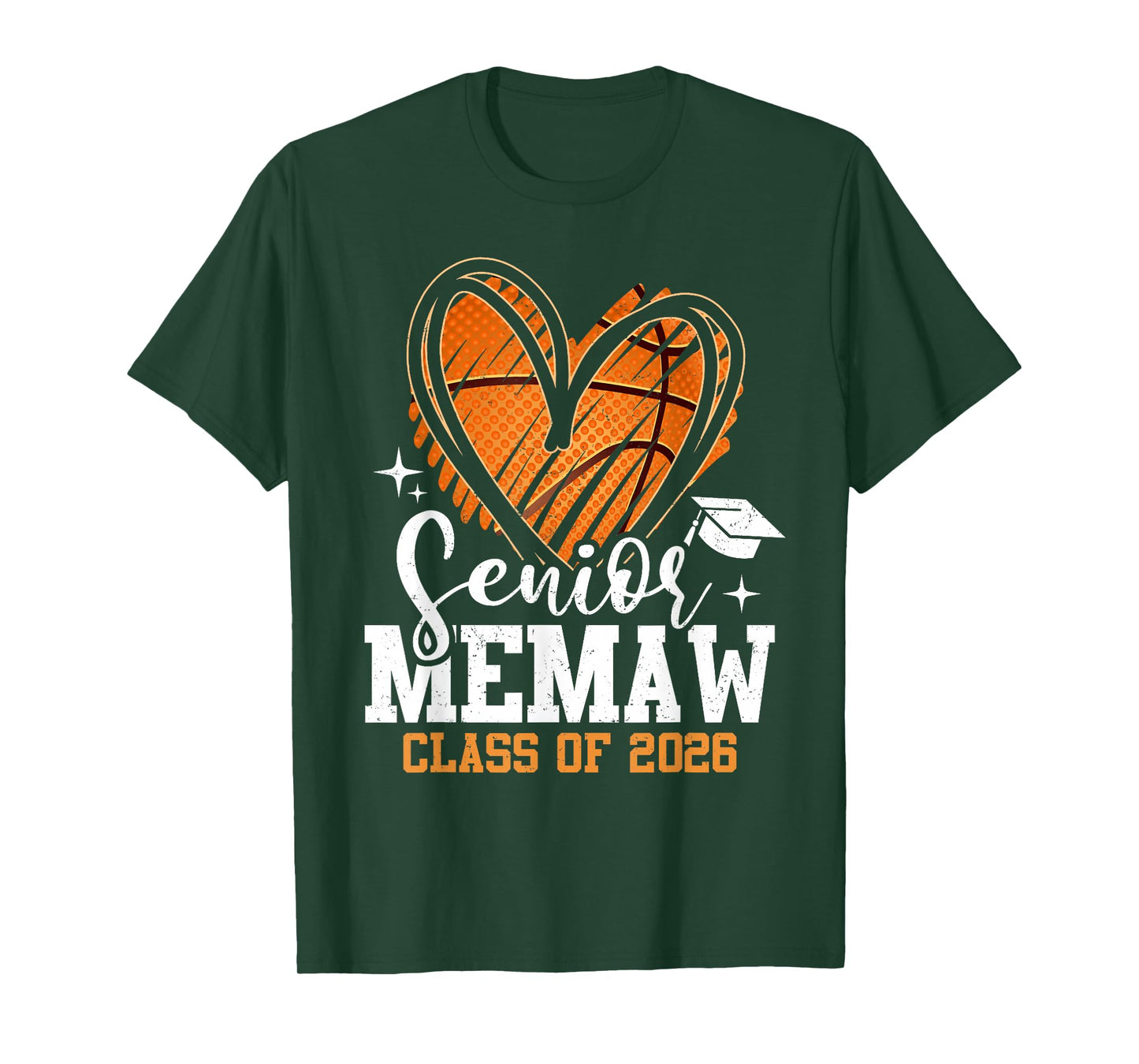 Senior Memaw Class of 2026 Basketball Graduation Heart T-Shirt