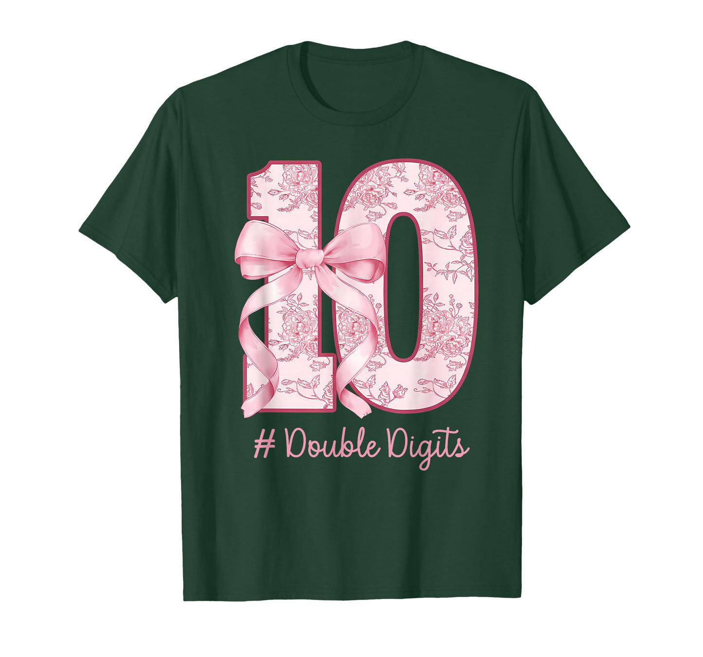 Funny Pink 10 Double Digits Coquette Birthday Party Girls T-Shirt