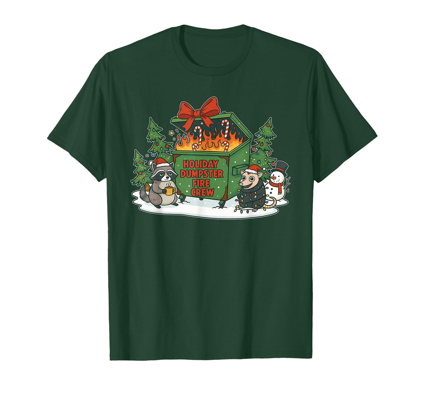 Holiday Dumpster Fire Crew Snow Christmas Design T-Shirt