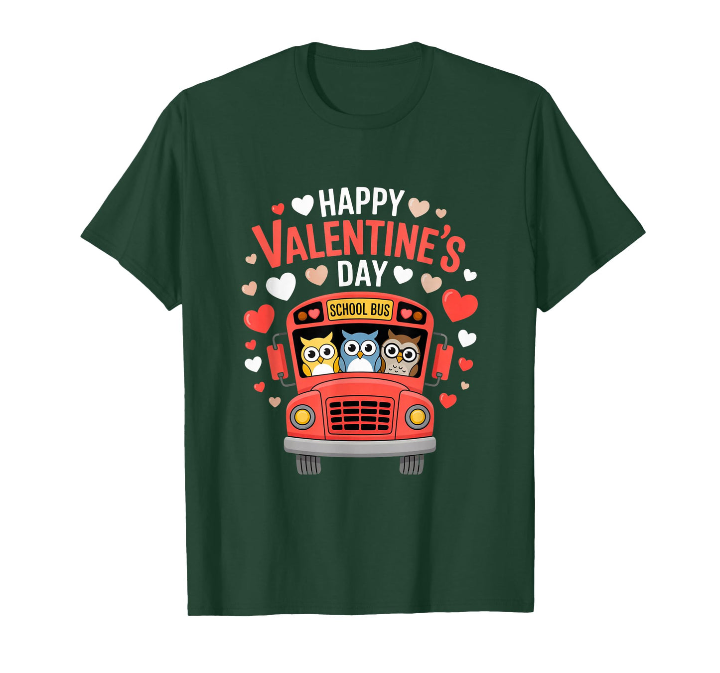 Funny Owls School Bus Driver Happy Valentines Day T-Shirt