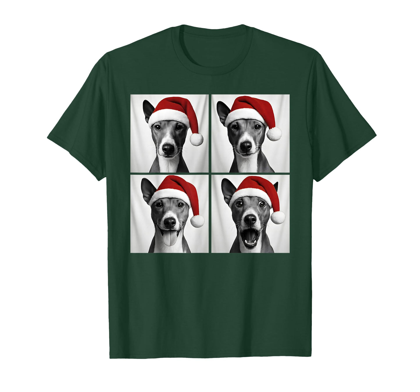 Funny Christmas Basenji Santa Dog Lover Photo Booth T-Shirt