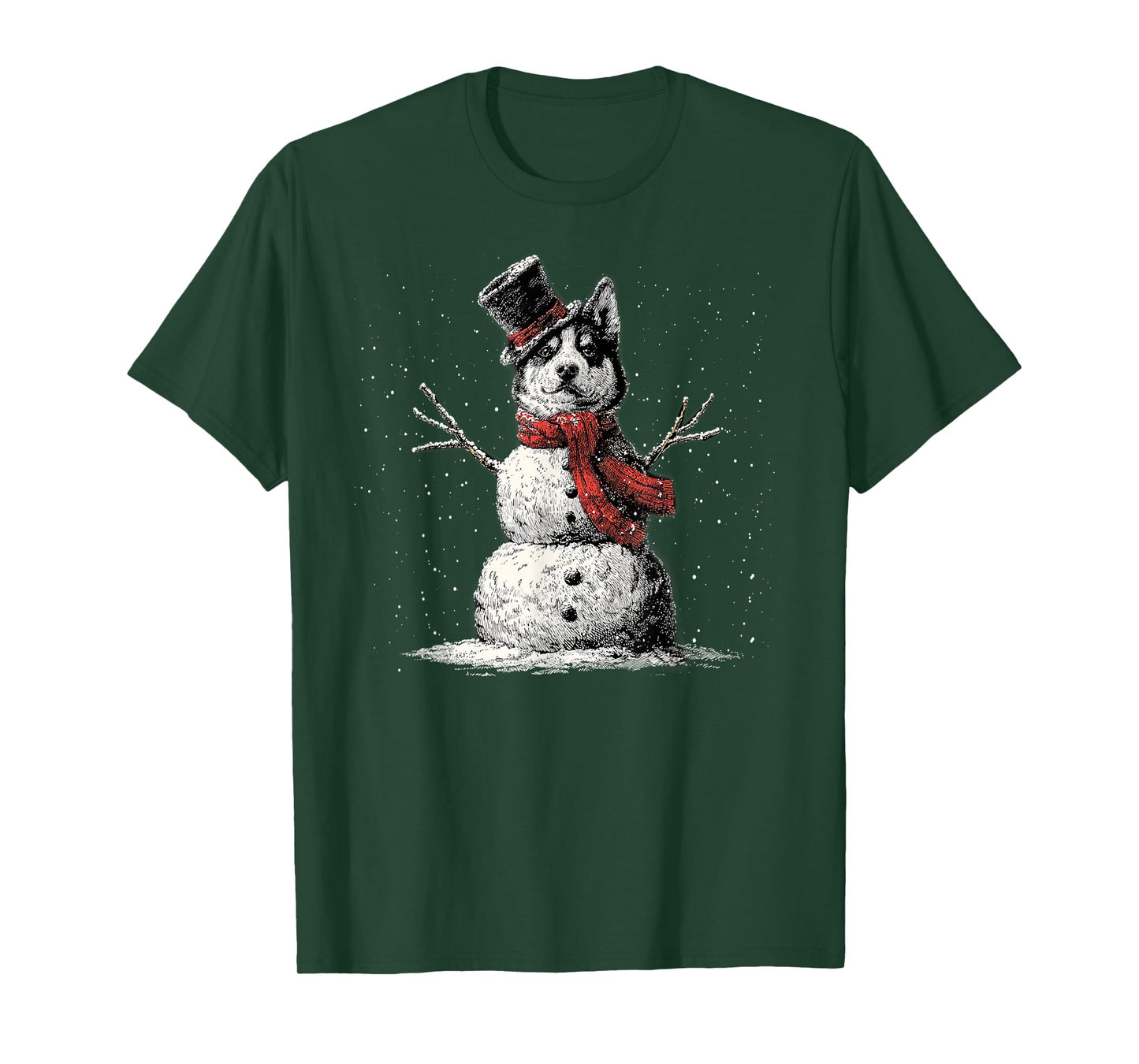 Funny Husky Dog Christmas Snowman Xmas Pajama T-Shirt
