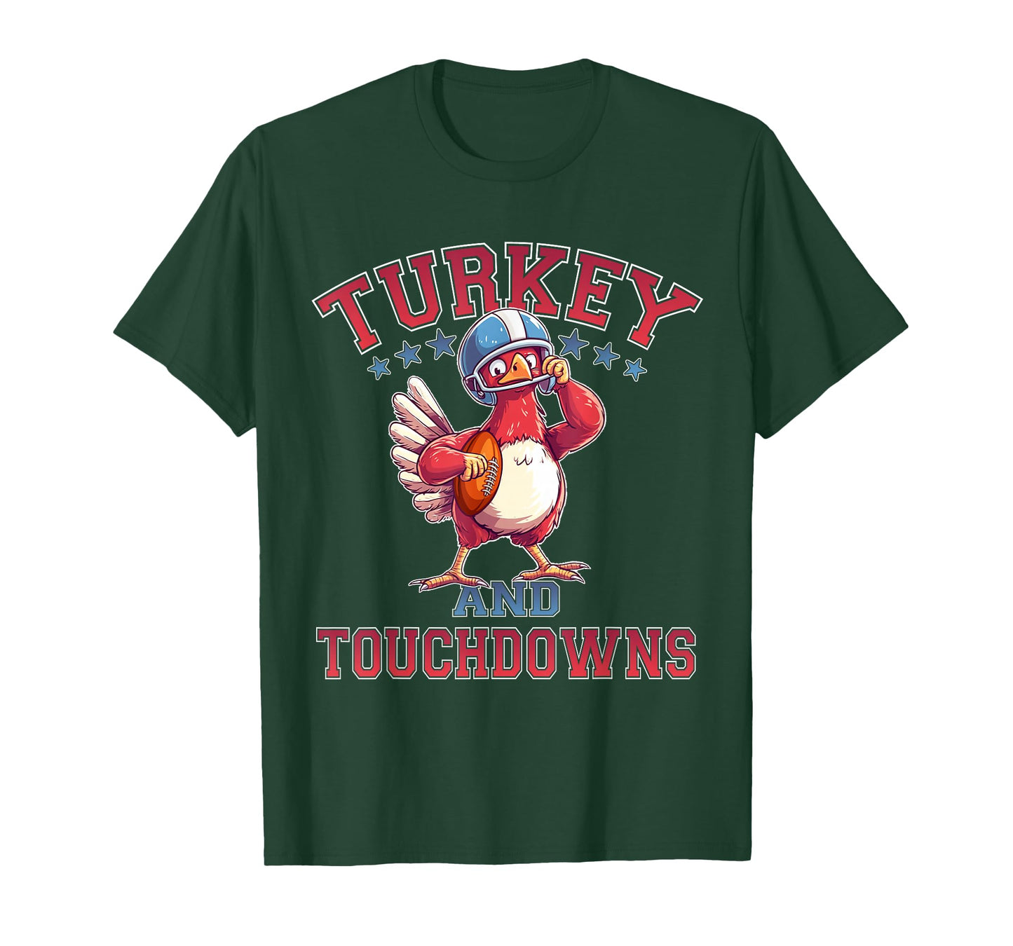 Thanksgiving Football Turkey & Touchdowns Game Day T-Shirt