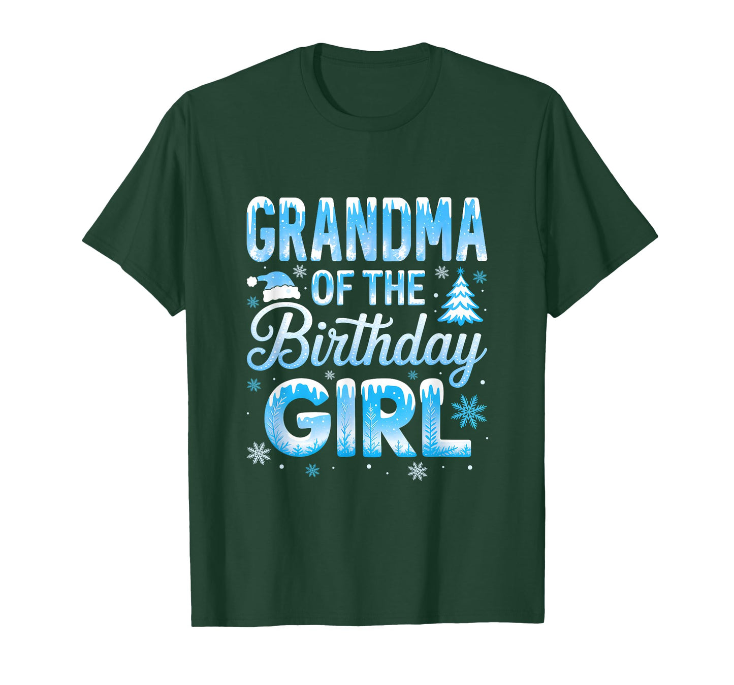 Grandma of The Birthday Girl Snowflakes Winter Family T-Shirt