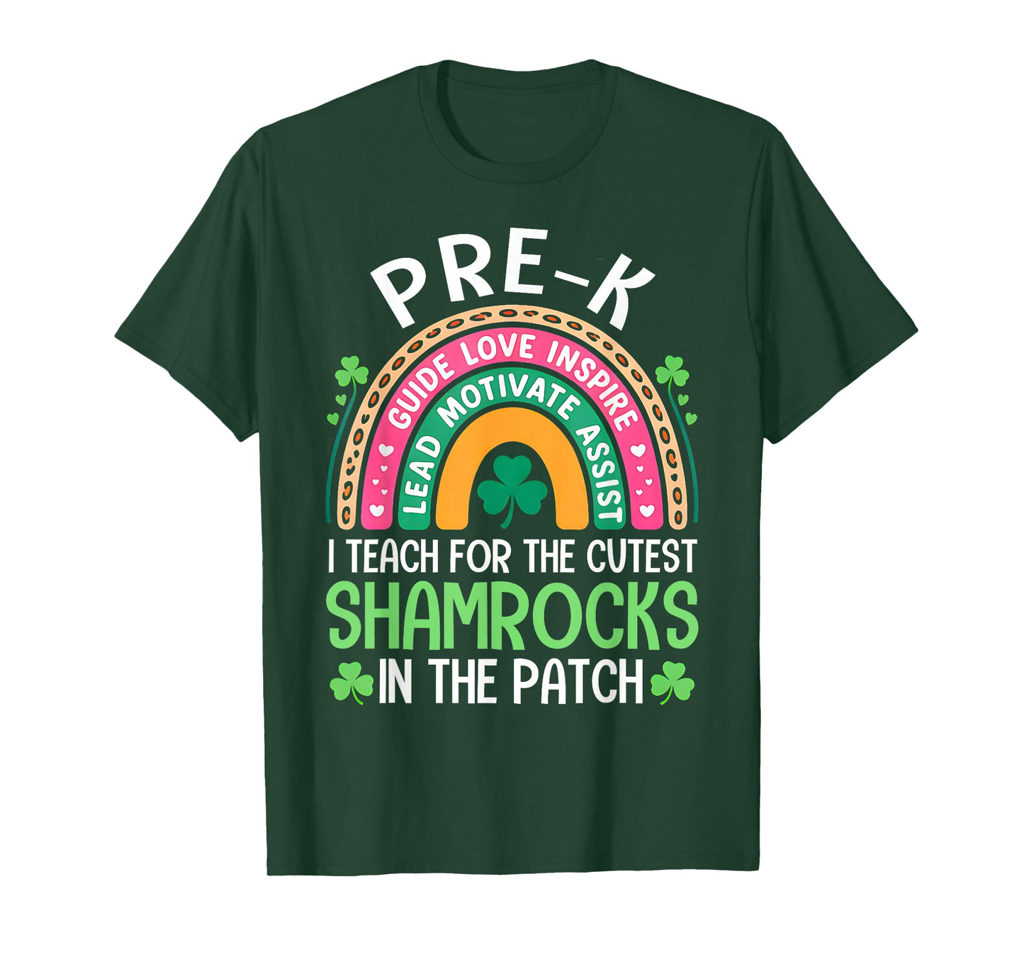 Pre-K Teacher St Patricks Day Rainbow Shamrocks Irish Women T-Shirt