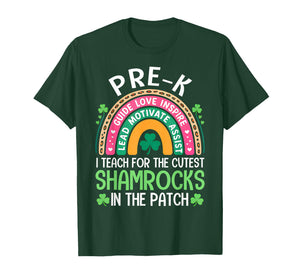 Pre-K Teacher St Patricks Day Rainbow Shamrocks Irish Women T-Shirt