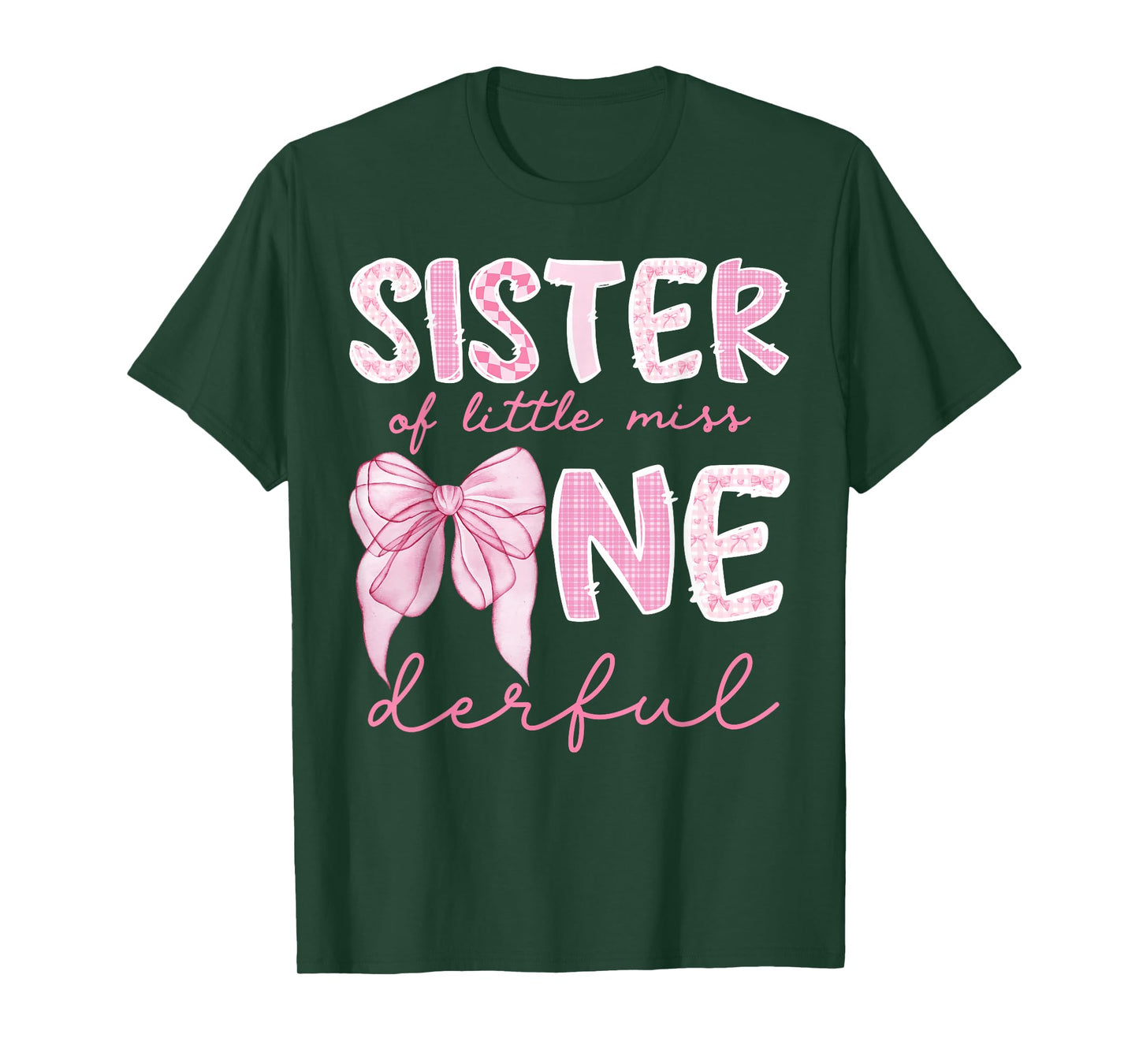 Sister of Little Miss Onederful First Birthday Girl Bow T-Shirt