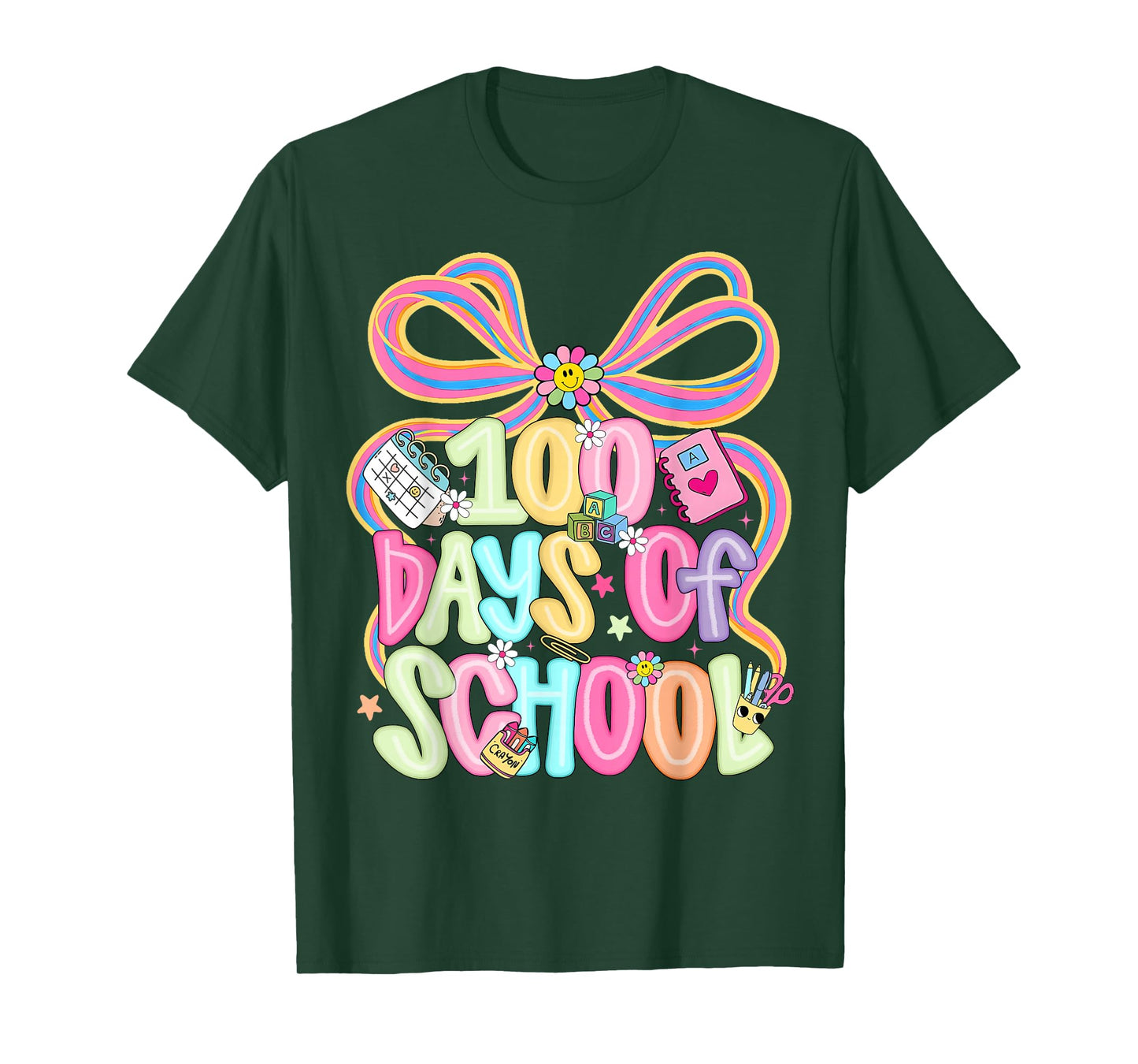 Happy 100 Days of School Coquette Bow Girl Women Teacher T-Shirt