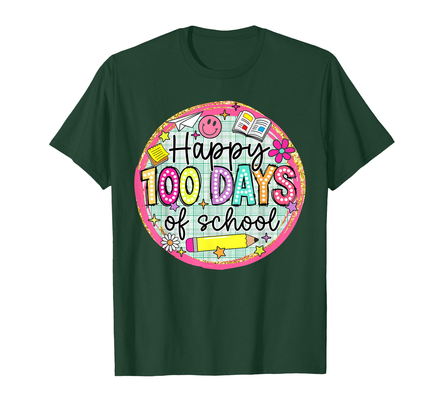 Happy 100 Days of School Pencil Kids Teachers Students T-Shirt