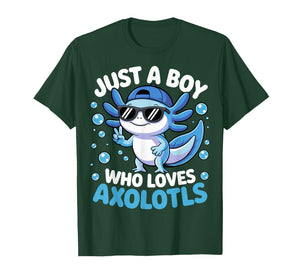 Just A Boy Who Loves Axolotls Cute Axolotl Kids Boys T-Shirt