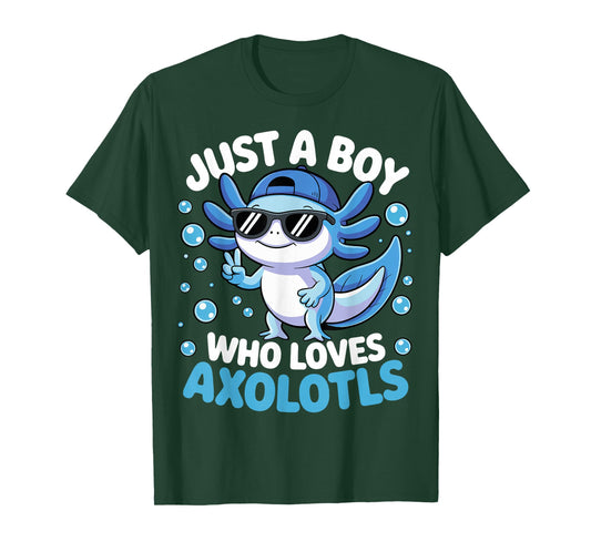 Just A Boy Who Loves Axolotls Cute Axolotl Kids Boys T-Shirt