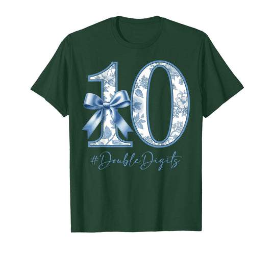 10th Birthday Blue Coquette Bow Girl Cute 10 Year Old T-Shirt