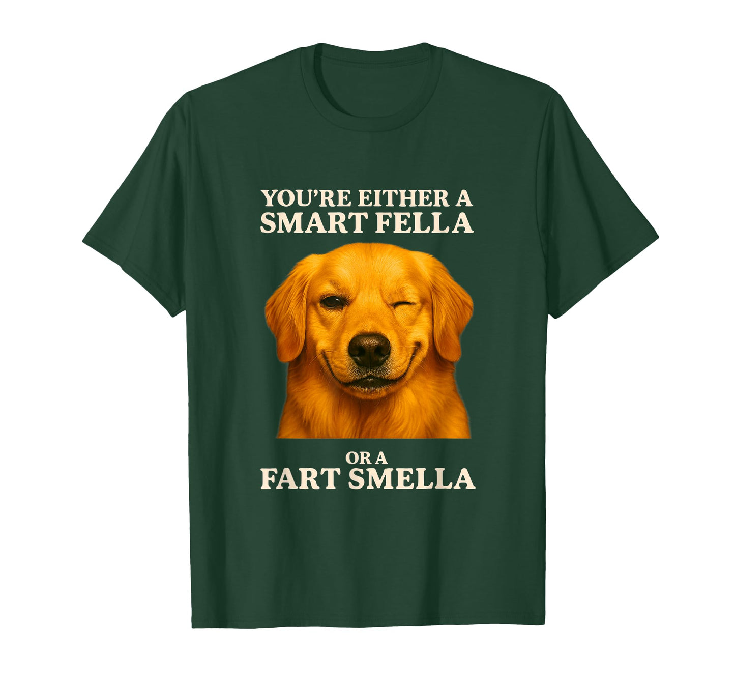 Funny Golden Retriever Dog Meme Smart Fella Fart Smella T-Shirt