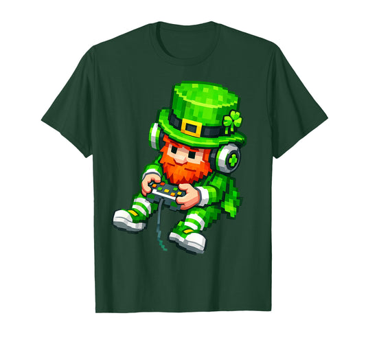 Video Game Leprechaun St Patricks Day Gamer Kids Boys Gaming T-Shirt