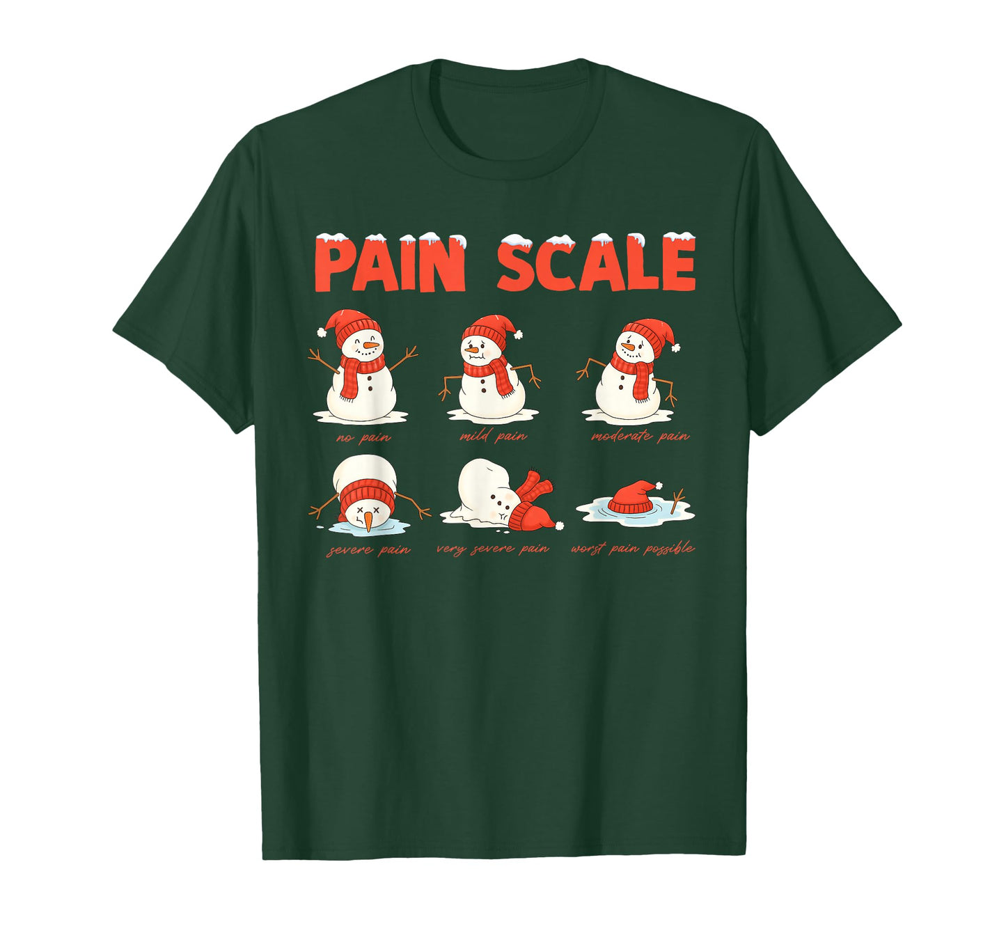 Pain Scale Snowman Funny Nurse Christmas ICU Nurse T-Shirt