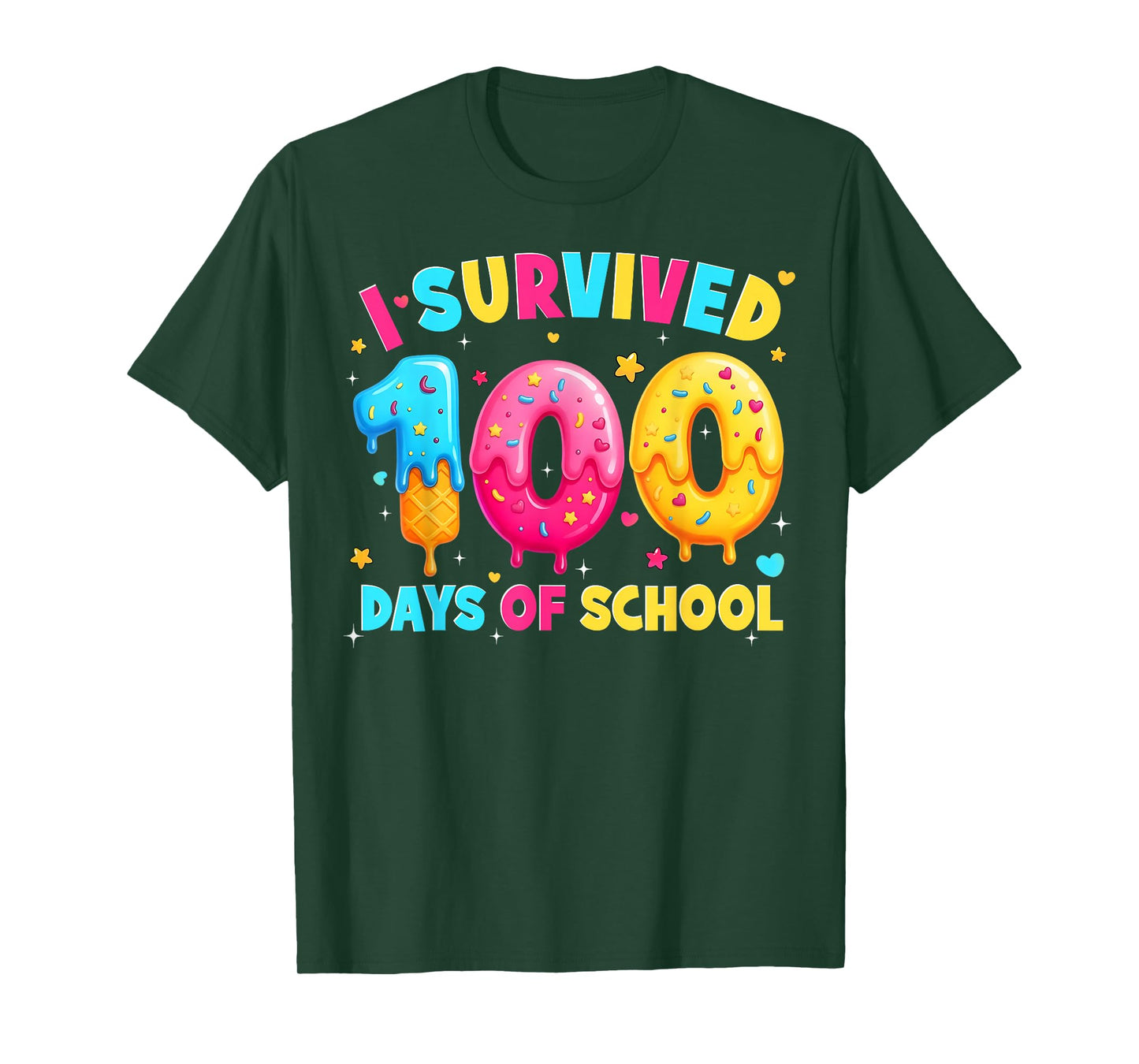 I Survived 100 Days of School Ice Cream Drip Boy Girl Kid T-Shirt