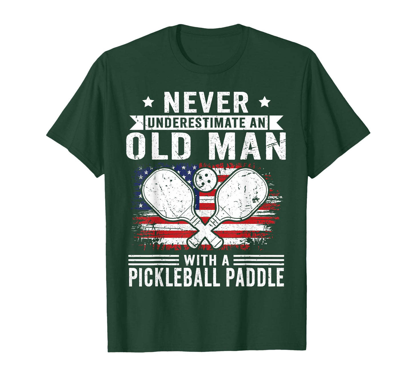 Never Underestimate an Old Man with a Pickleball Paddle Men T-Shirt