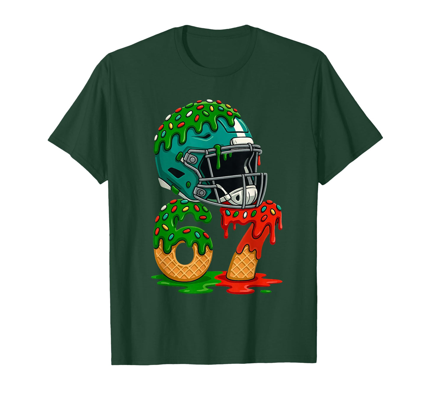 American Christmas Football 67 Ice Cream Drip Funny Number T-Shirt