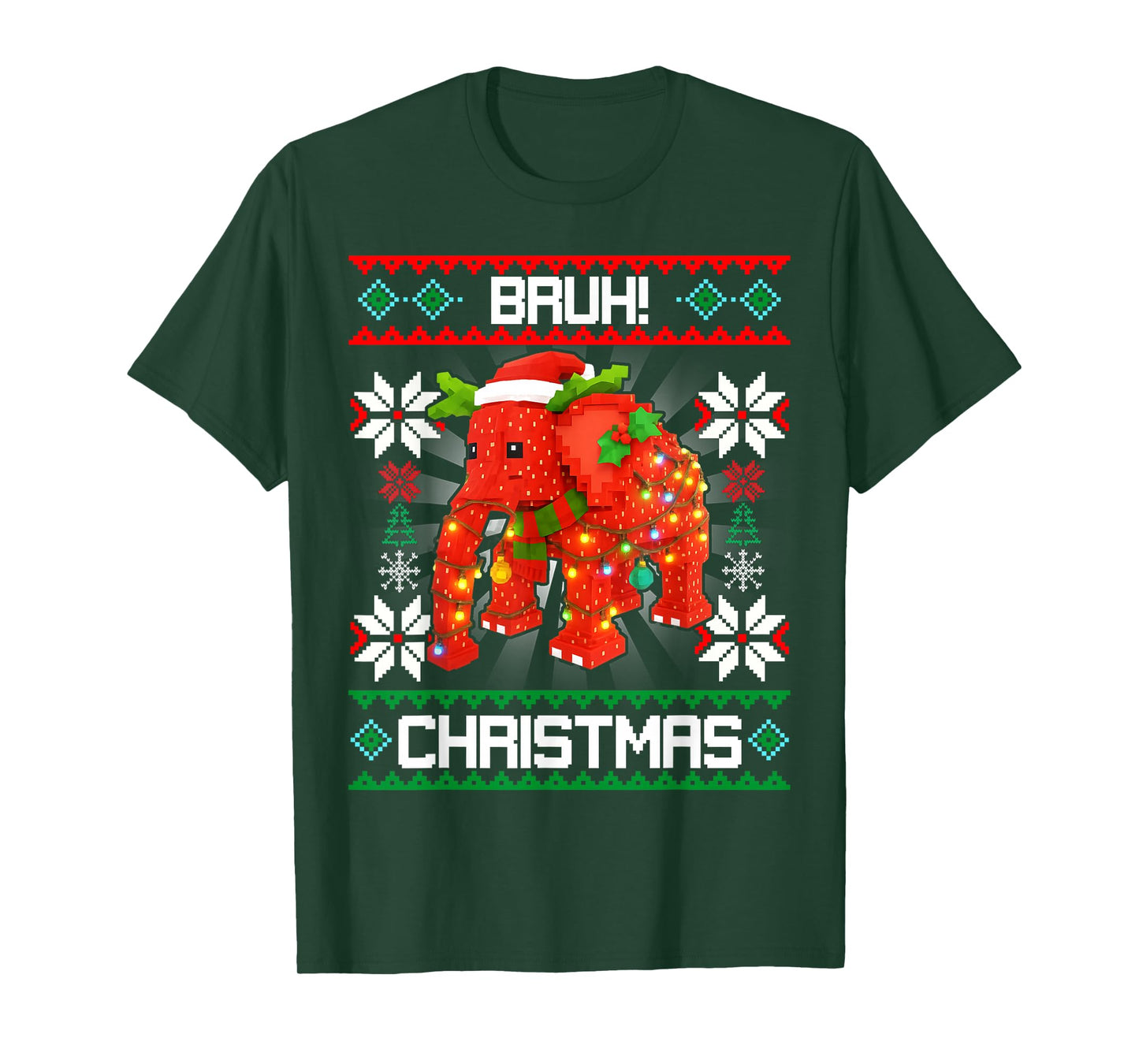 Bruh Strawberry Elephant Christmas Brainrot for Boys Kids T-Shirt