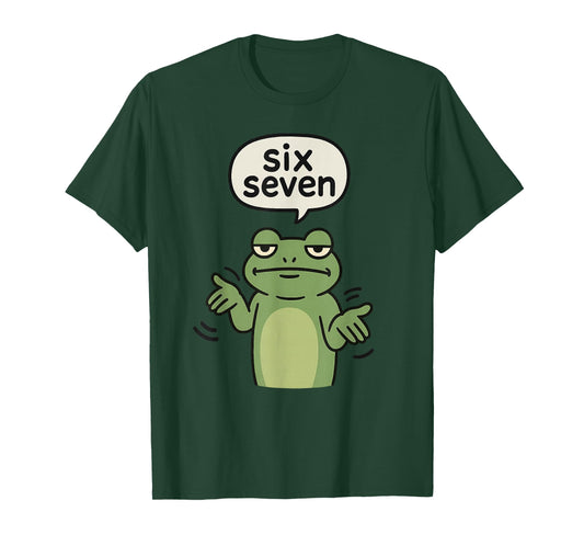 67 Six Seven 6-7 Frog - Funny Frog Brainrot Gamer Kids Meme T-Shirt