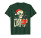 Skeleton Reading Book Christmas Teacher Librarian Book Lover T-Shirt