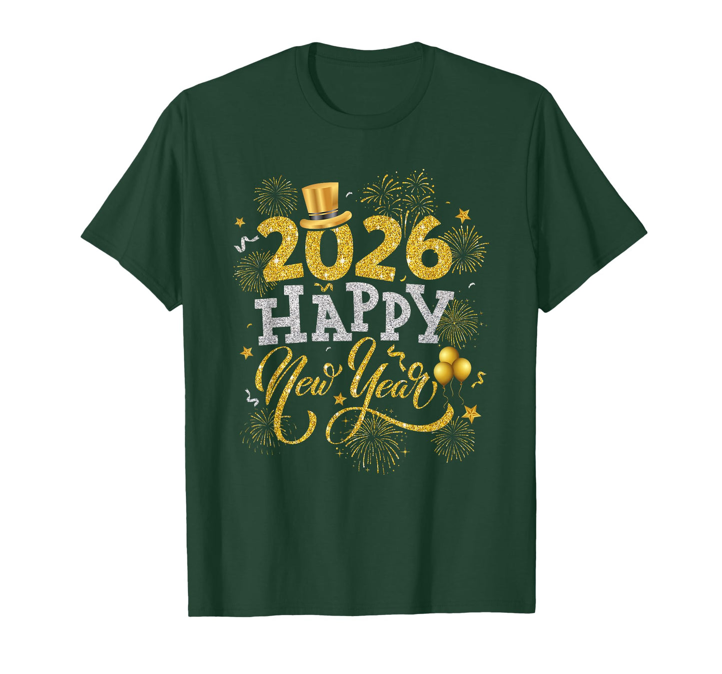 Happy New Year Party 2026 Fireworks Family Matching Costume T-Shirt